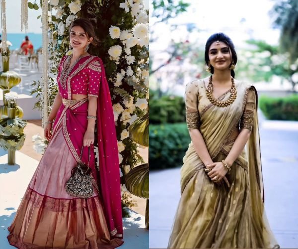 modern half saree designs