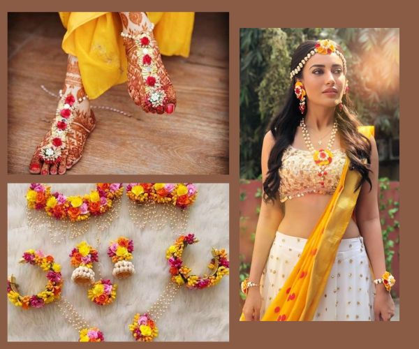 flower haldi look for bride