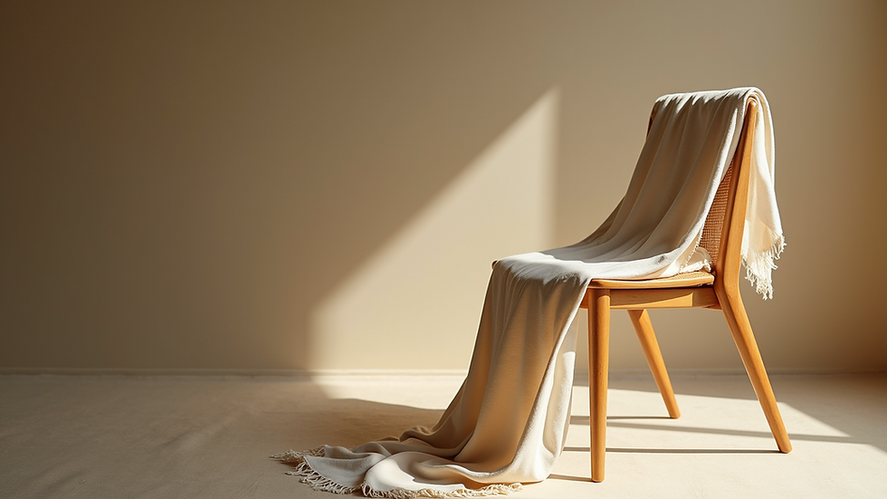 Eye-level view of a bamboo wrap draped elegantly over a chair