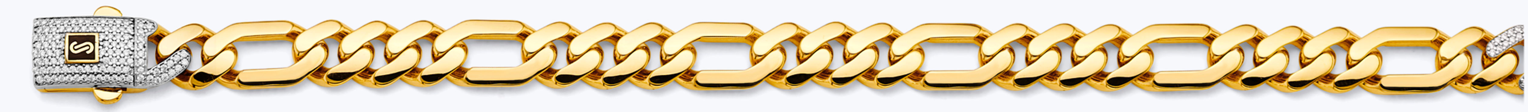 14K 9.5mm Semi Solid Figaro Monaco With CZ Lock Chain