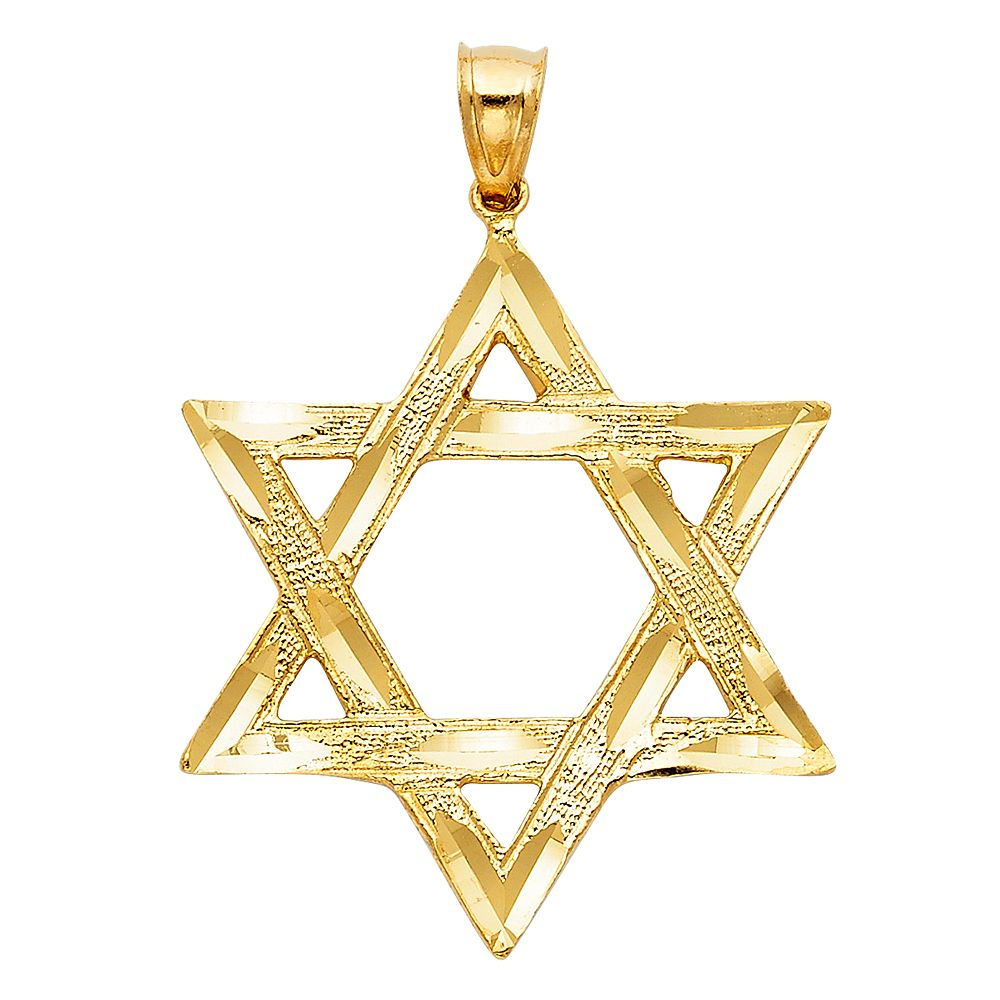 14K Gold Star of David Pendant