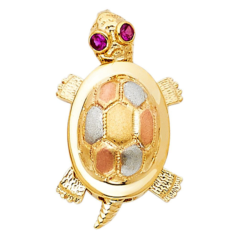 14K Gold Turtle Tortuga Pendant