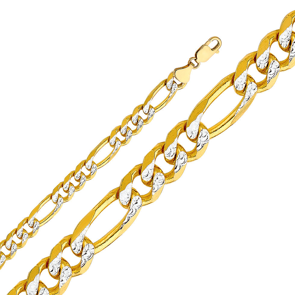 14k Solid 9.5mm Diamond Cut Two-Tone Chain