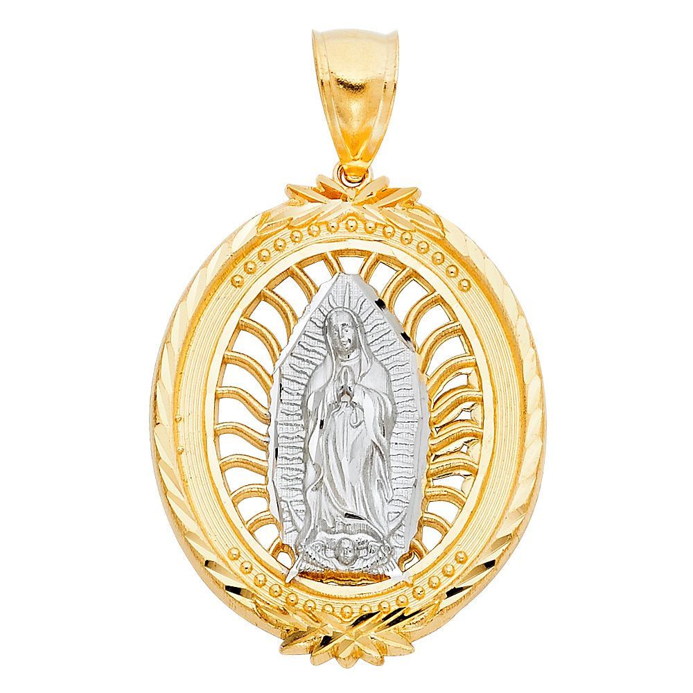 14k Gold Virgin Mary Virgen de Guadalupe Pendant