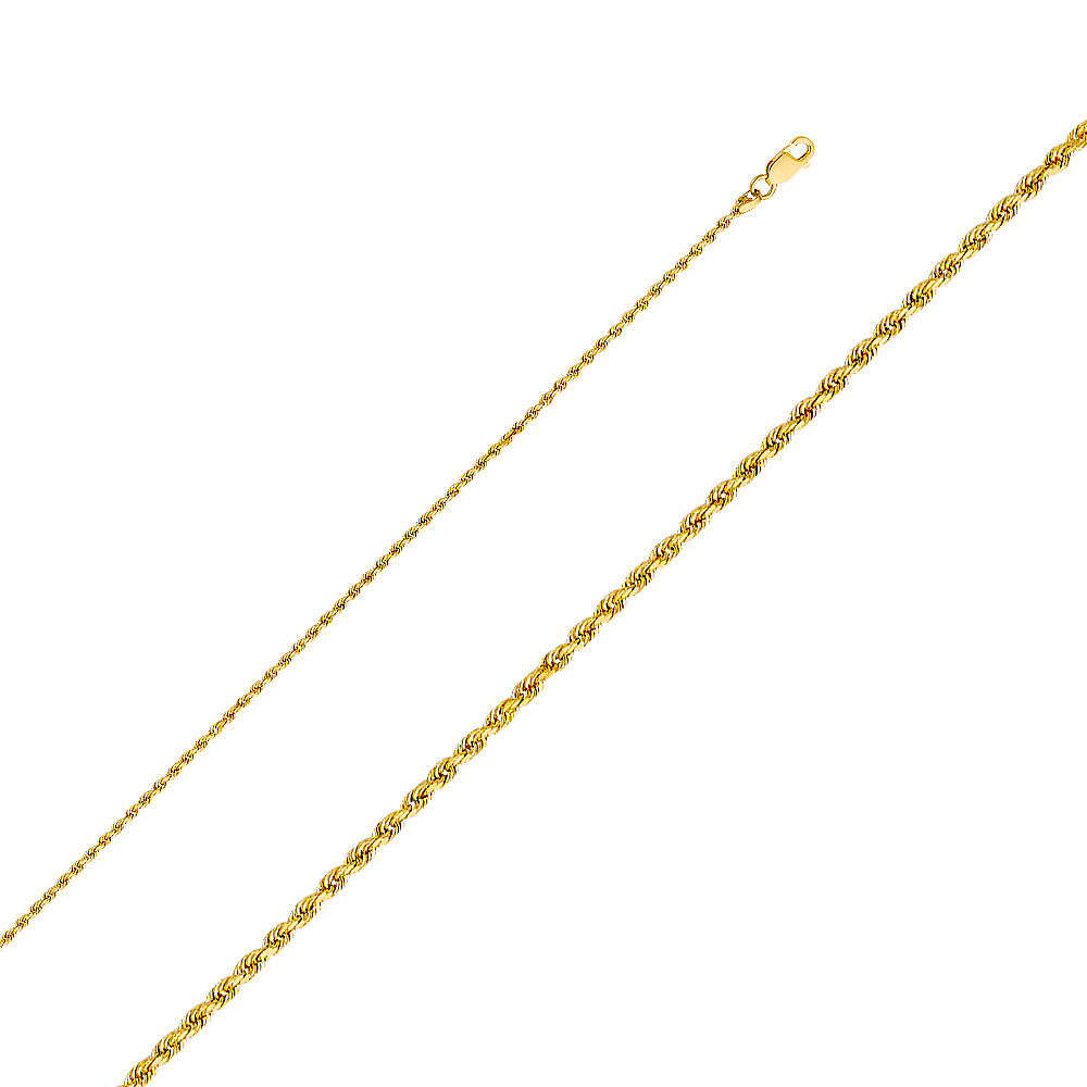 14k Solid 1.5mm Diamond Cut Rope Chain