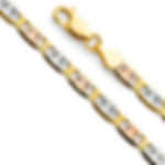 14K Solid 4mm Tricolor Valentino Chain