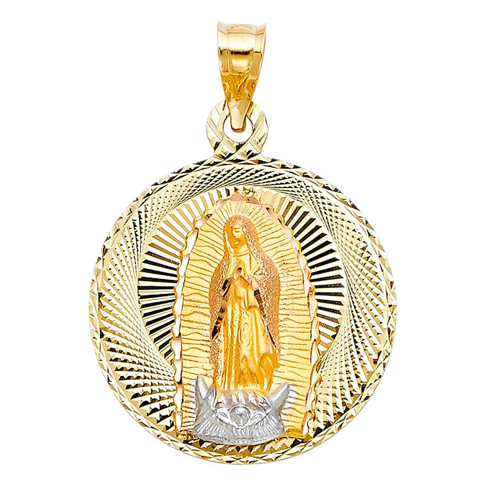 14K Gold Virgin Mary Virgen de Guadalupe Pendant