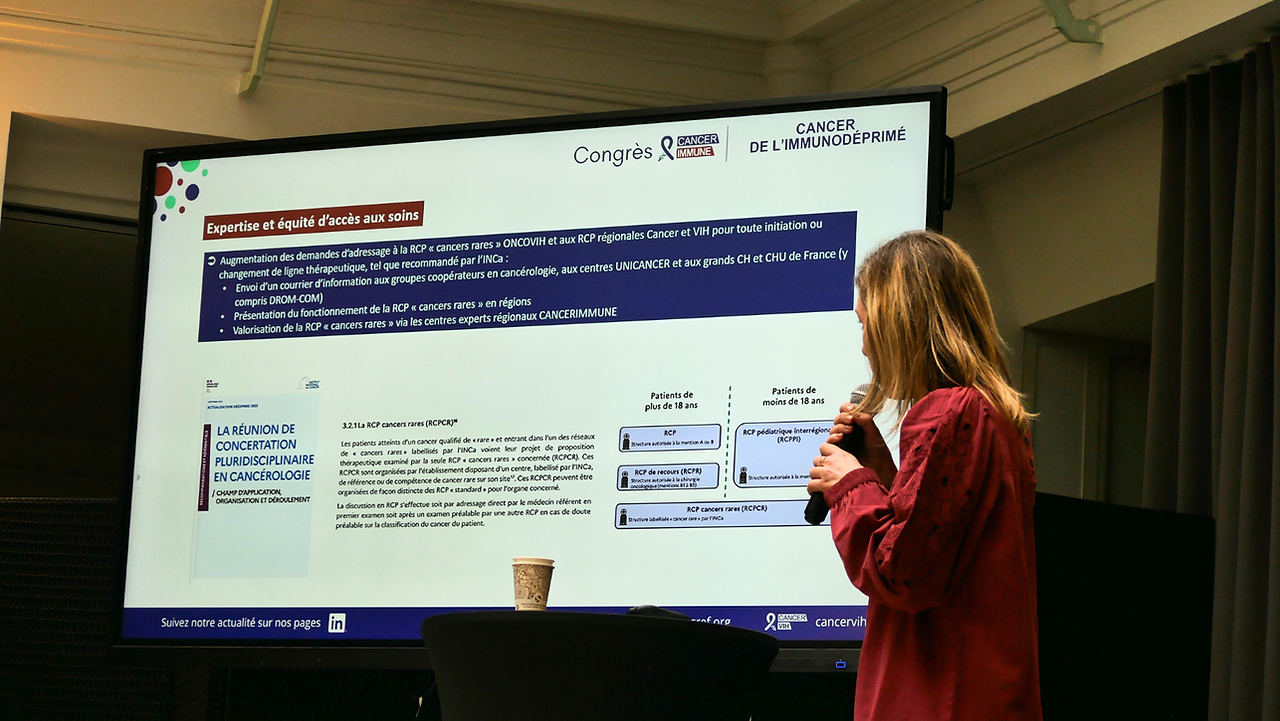 Marianne Veyri présentant les perspectives de développement du collectif CANCERVIH