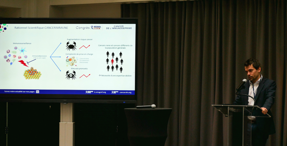 Dr Baptiste Abbar à la tribune du congrès CANCERIMMUNE - collectif CANCEROGREF