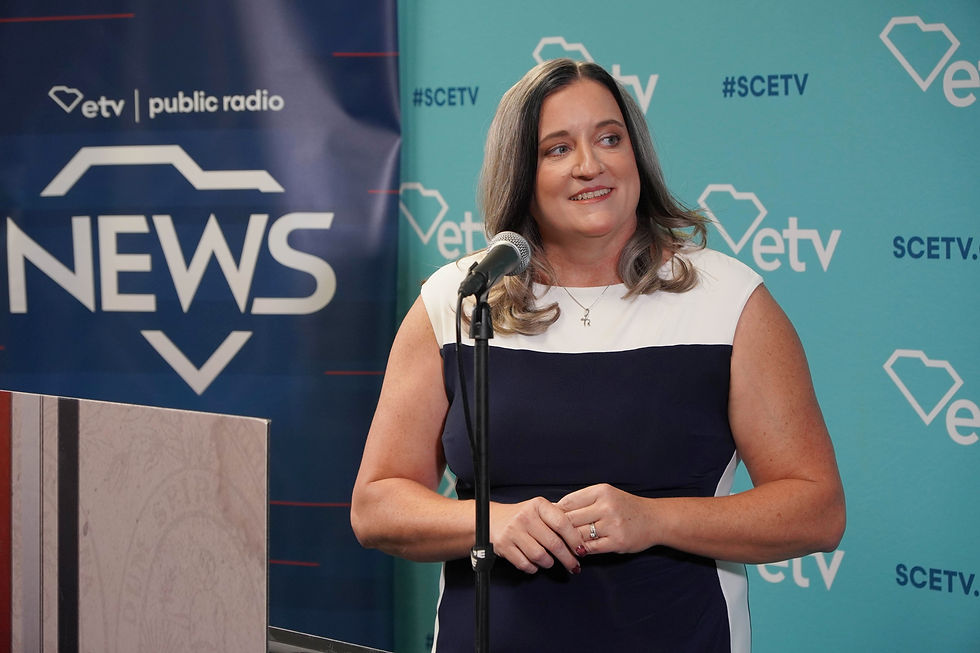 Libertarian U.S. Senate candidate Dr. Kasie Whitener meets with reporters following the Oct. 11, 2026, debate at SCETV in Columbia. JavarJuarez©2026