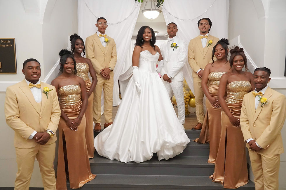 Allen University’s 2026–27 royal court, from left: Langston Blakley, Jeramyah Adams, Addison Lyons, Eryck McClain, Miss Allen University Kristen M. Coleman, Mister Allen University Zechariah Addison, Jahiem Speller, Starlecia Foster, Alivia Pettit and Arntrez Ross. JavarJuarez©2026
