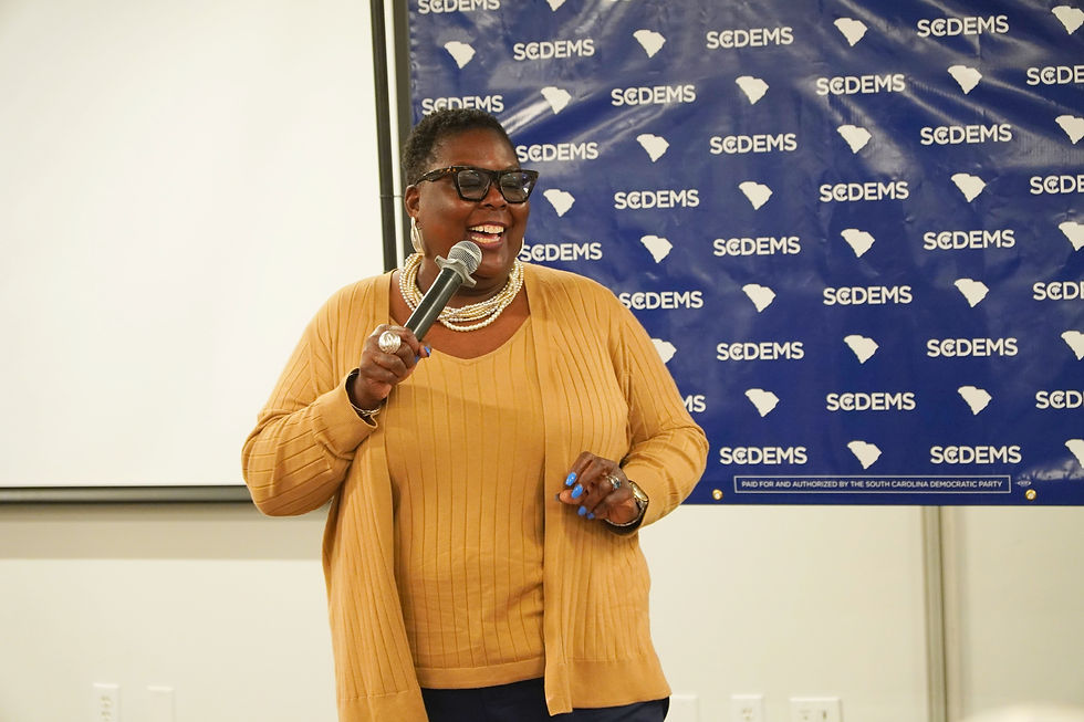 South Carolina Democratic Party Chair Christale Spain addresses attendees at the Flip the Future event in Columbia. JavarJuarez©2026