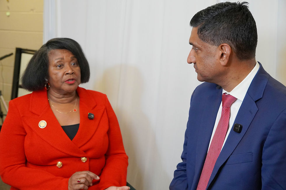 South Carolina Rep. Annie E. McDaniel, left, discusses the economic challenges facing rural communities with U.S. Rep. Ro Khanna during his visit to Fairfield County. JavarJuarez©2026