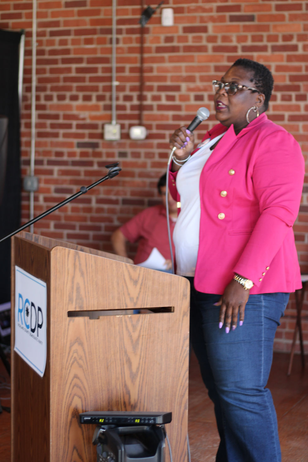 South Carolina Democratic Party State Chair Christale Spain at the Richland County Democratic Party Convention 2025