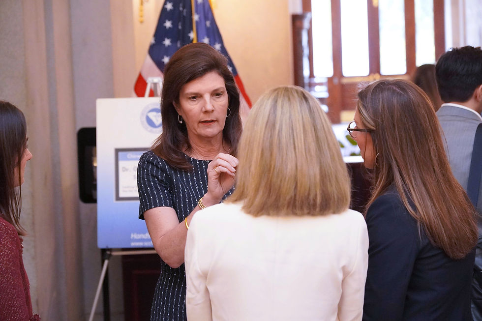 Lt. Gov. Pamela Evette poses with students during STEM Day at the South Carolina State House. Evette advanced to the Republican gubernatorial runoff and will face Attorney General Alan Wilson on June 23 for the GOP nomination. JavarJuarez©2026