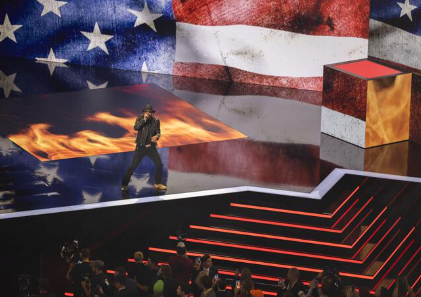 Turning Point USA hosted its own “All-American Halftime Show” featuring Kid Rock as alternative programming to the official Super Bowl LX halftime performance by Bad Bunny, highlighting growing cultural and political divides in American entertainment and sparking debate over identity, values, and religion in the digital age. File.