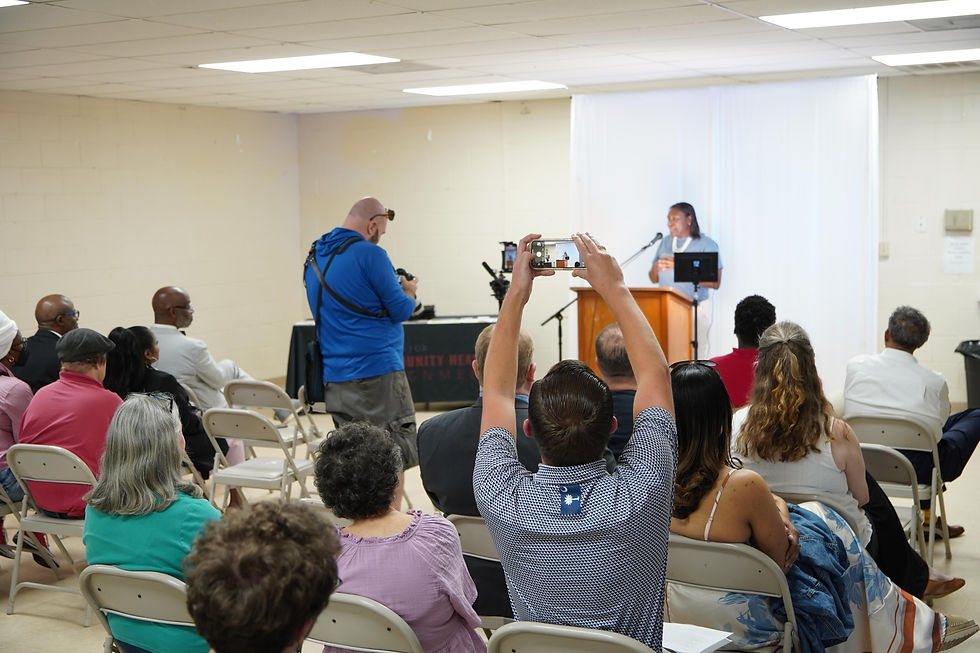 Sylvia Wright speaks at the Red Bank Community Center, calling for an end to waste, fraud and abuse to restore public confidence and participation in South Carolina’s education system. JavarJuarez©2025