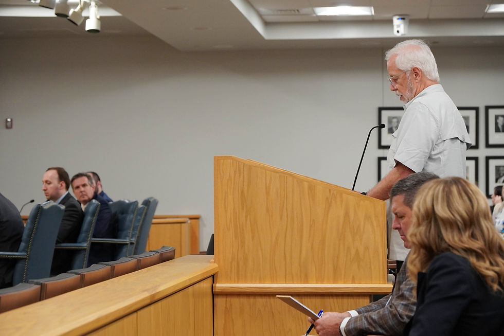 Joe Hodap delivers testimony before the South Carolina Public Service Commission in Charleston on March 31, 2026, raising concerns about shareholder priorities, proposed rate increases, and the long-term impact of energy demand from large-scale developments on residential customers. JavarJuarez©2026