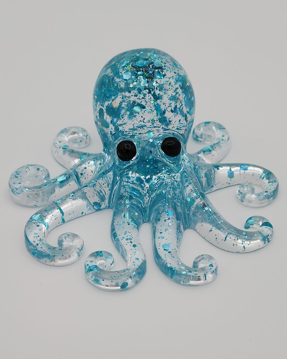 Baby Octopus with Jewel of the Nile Glitter - Ocean Resin Artwork front view