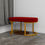 Thumbnail: Modern Upholstered Oval Bench with Metal Frame Base – Contemporary Seating
