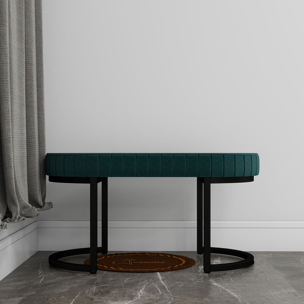 Thumbnail: Modern Upholstered Oval Bench with Metal Frame Base – Contemporary Seating