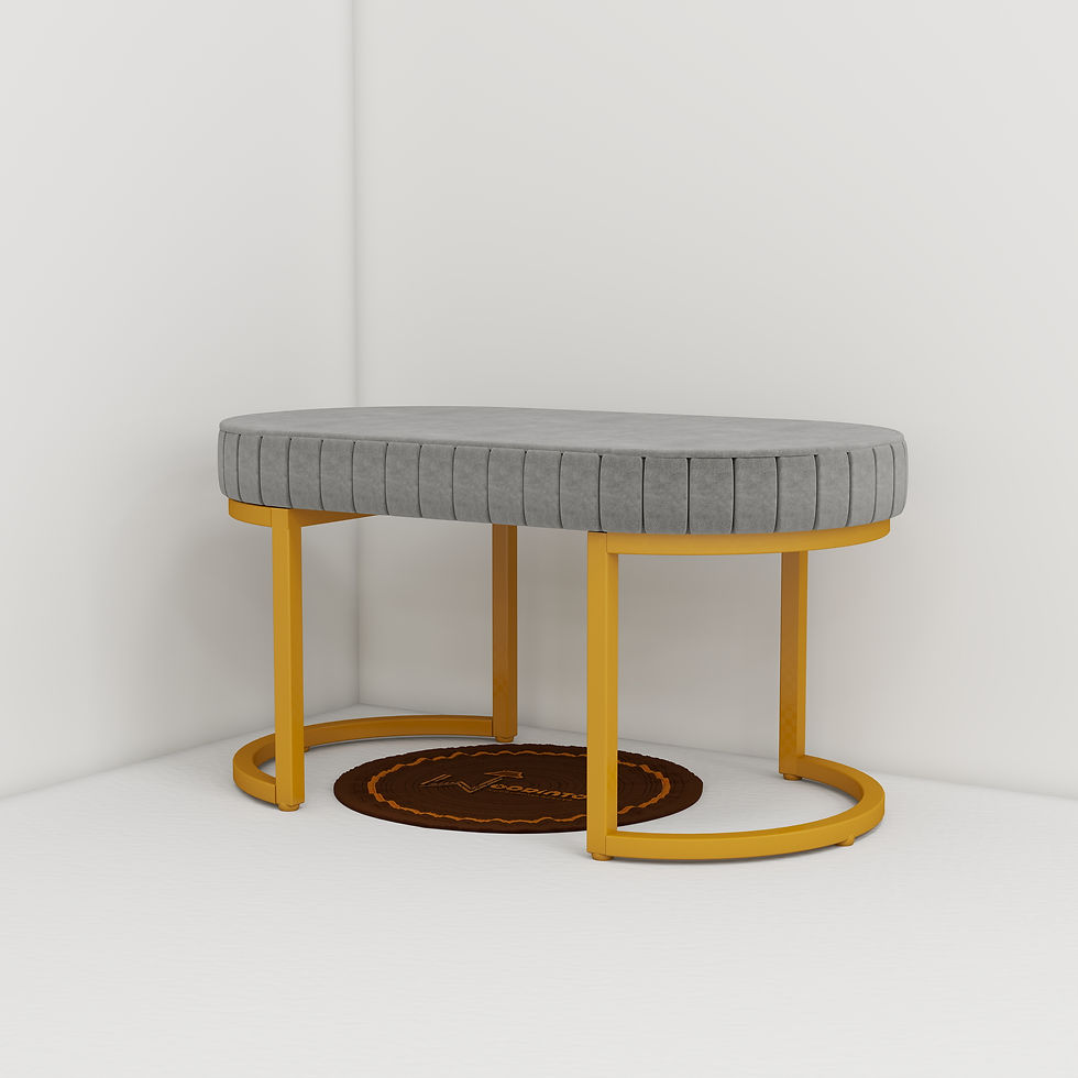 Thumbnail: Modern Upholstered Oval Bench with Metal Frame Base – Contemporary Seating