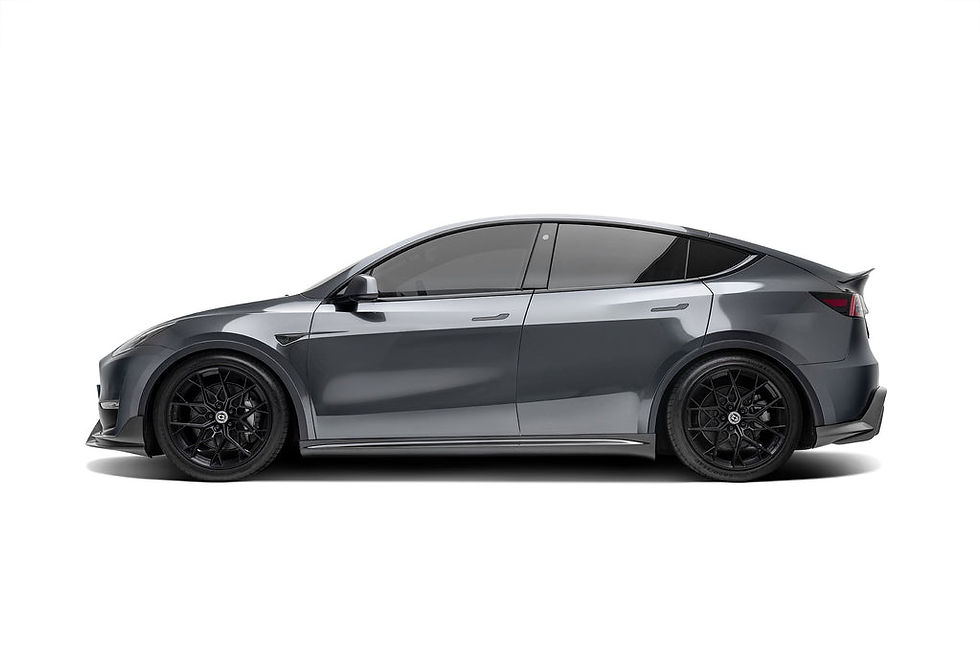 Adro Tesla Model Y Premium Prepreg Carbon Fiber Side Skirts, offered by MADE motorsports in Las Vegas, Nevada.