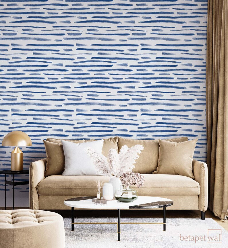 Brush watercolor Peel and Stick Wallpaper - Stripe Wallpaper Mural - Self Adhesi