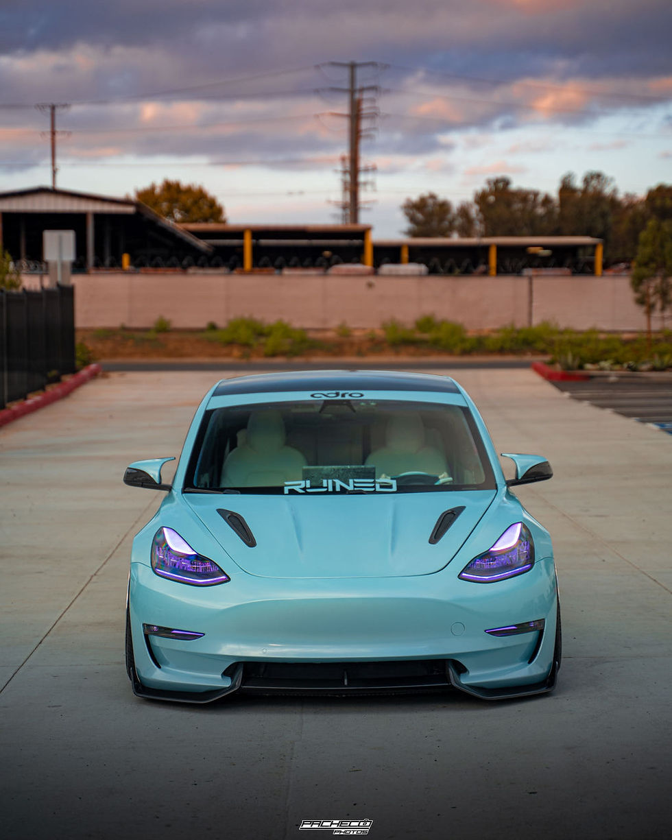 Adro Tesla Model 3 Carbon Fiber Front Lip V2, offered by MADE motorsports in Las Vegas, Nevada.