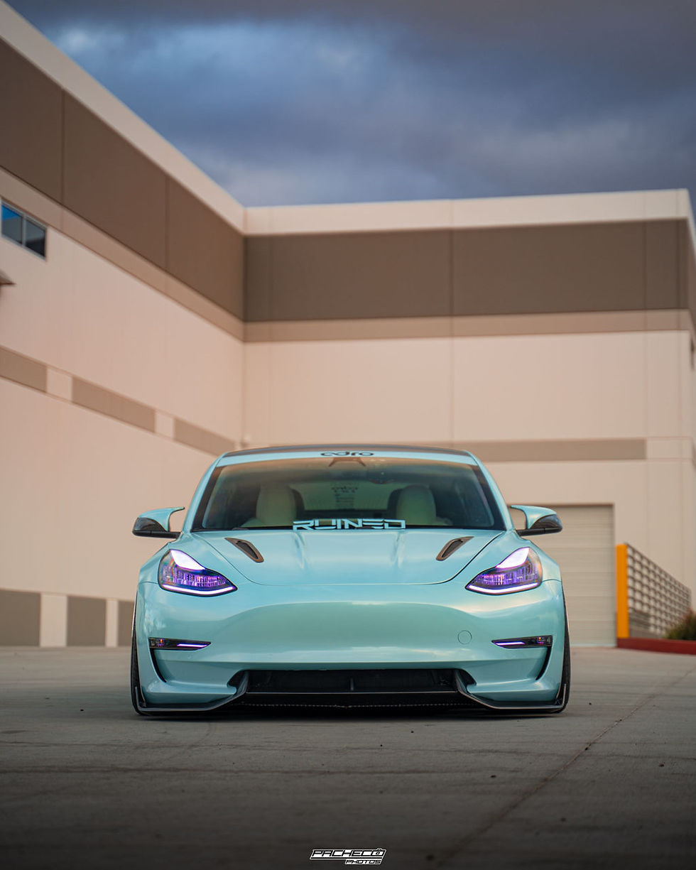 Adro Tesla Model 3 Carbon Fiber Front Lip V2, offered by MADE motorsports in Las Vegas, Nevada.