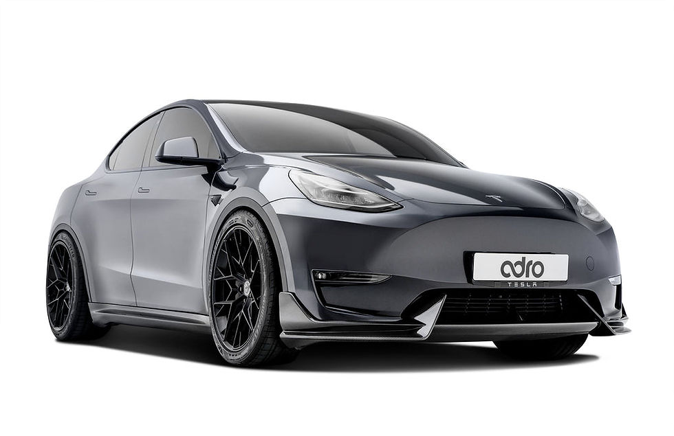 Adro Tesla Model Y Premium Prepreg Carbon Fiber Side Skirts, offered by MADE motorsports in Las Vegas, Nevada.