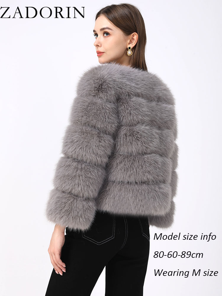 Thumbnail: ZADORIN S-6XL Mink Coat Winter Black White Faux Fur Coat Woman Elegant Fluffy Fa