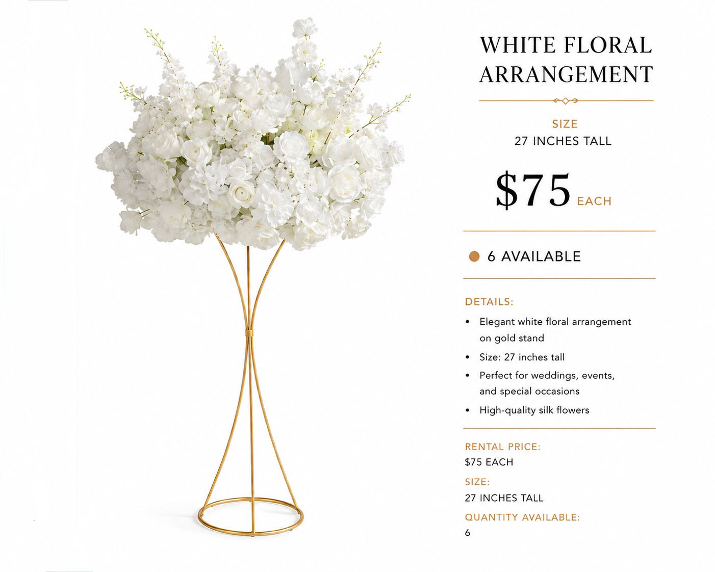 White floral arrangement (large) $75