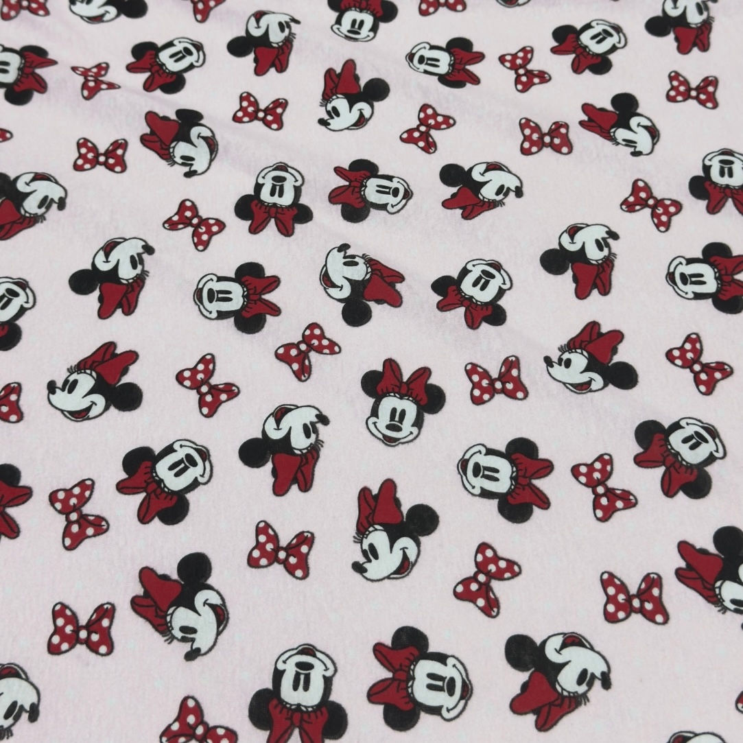 Malha algodão Minnie rosa bebê 