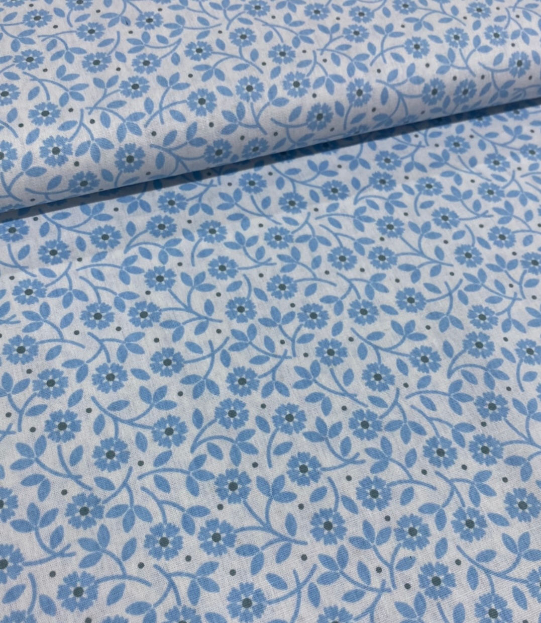 Tricoline floral azul 50 cm