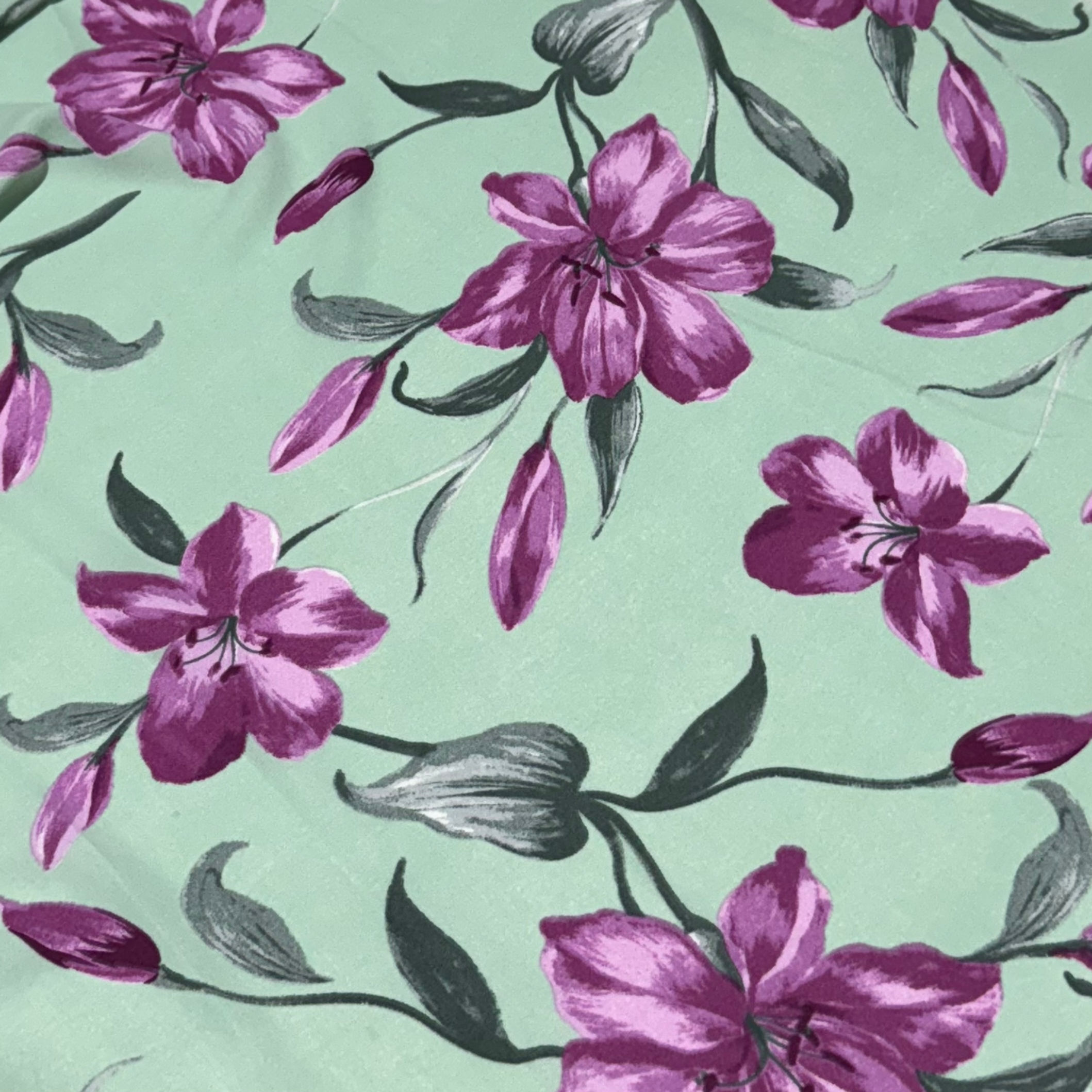 Crepe duna ( air-flow ) floral verde agua