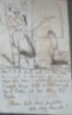 A woman paints a large face on a wall, holding a palette. Bills are on the floor.