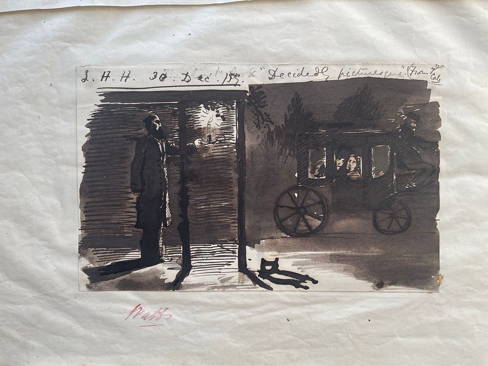 L.H.H. 30 Dec 1859 'Decidedly picturesque', from the cab. (Watts written in red underneath, probably by Sheila Birkenhead).