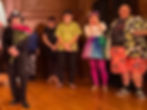 Variety Show performers gather for a final curtain call.