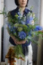 デルフィニュームと紫陽花の爽やかブーケ