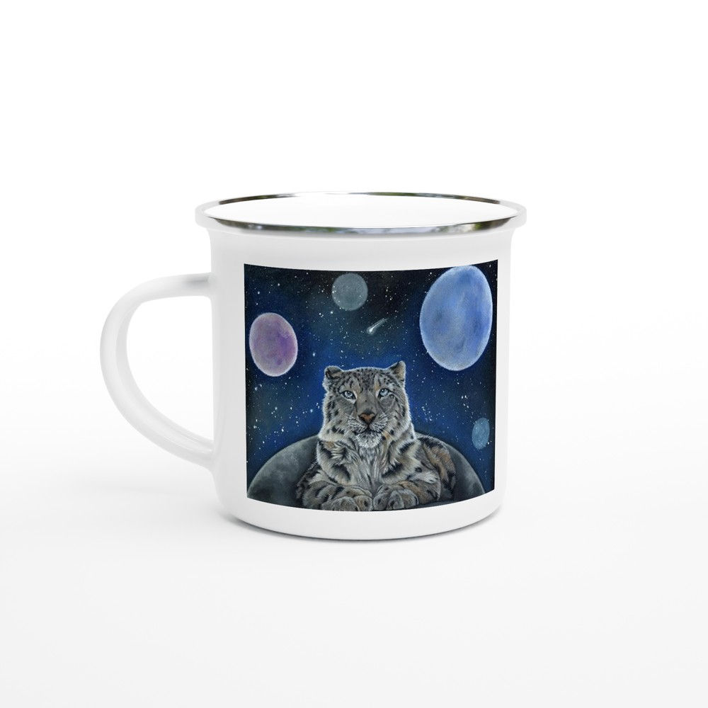 White 12oz Enamel Mug - Planets
