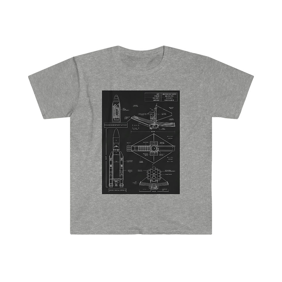 Thumbnail: Men's James Webb Space Telescope T-Shirt Soft Tee - Ariane JWST Blueprint - NASA