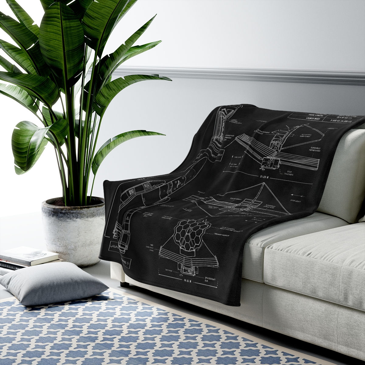 James Webb Space Telescope Blueprint Throw Blanket