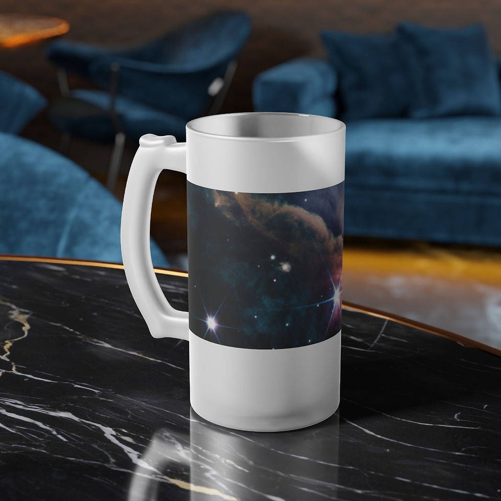 Miniature : James Webb Space Telescope Orion Nebula Frosted Glass Beer Mug, 16oz