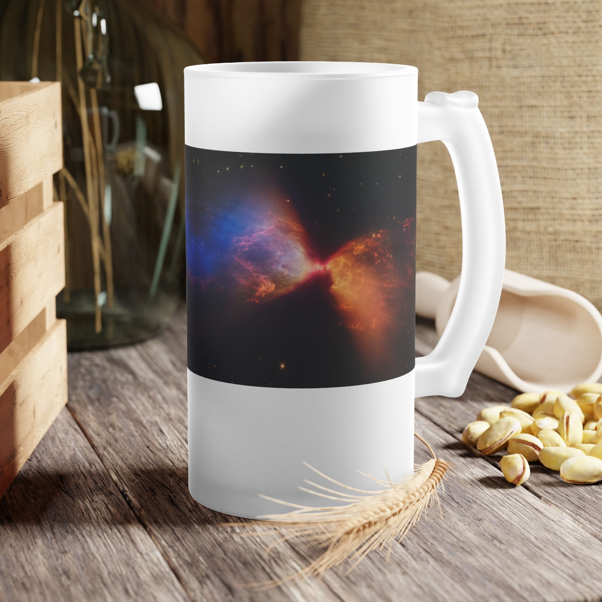 James Webb Space Telescope - Protostar L1527 Frosted Glass Beer Mug, 16oz