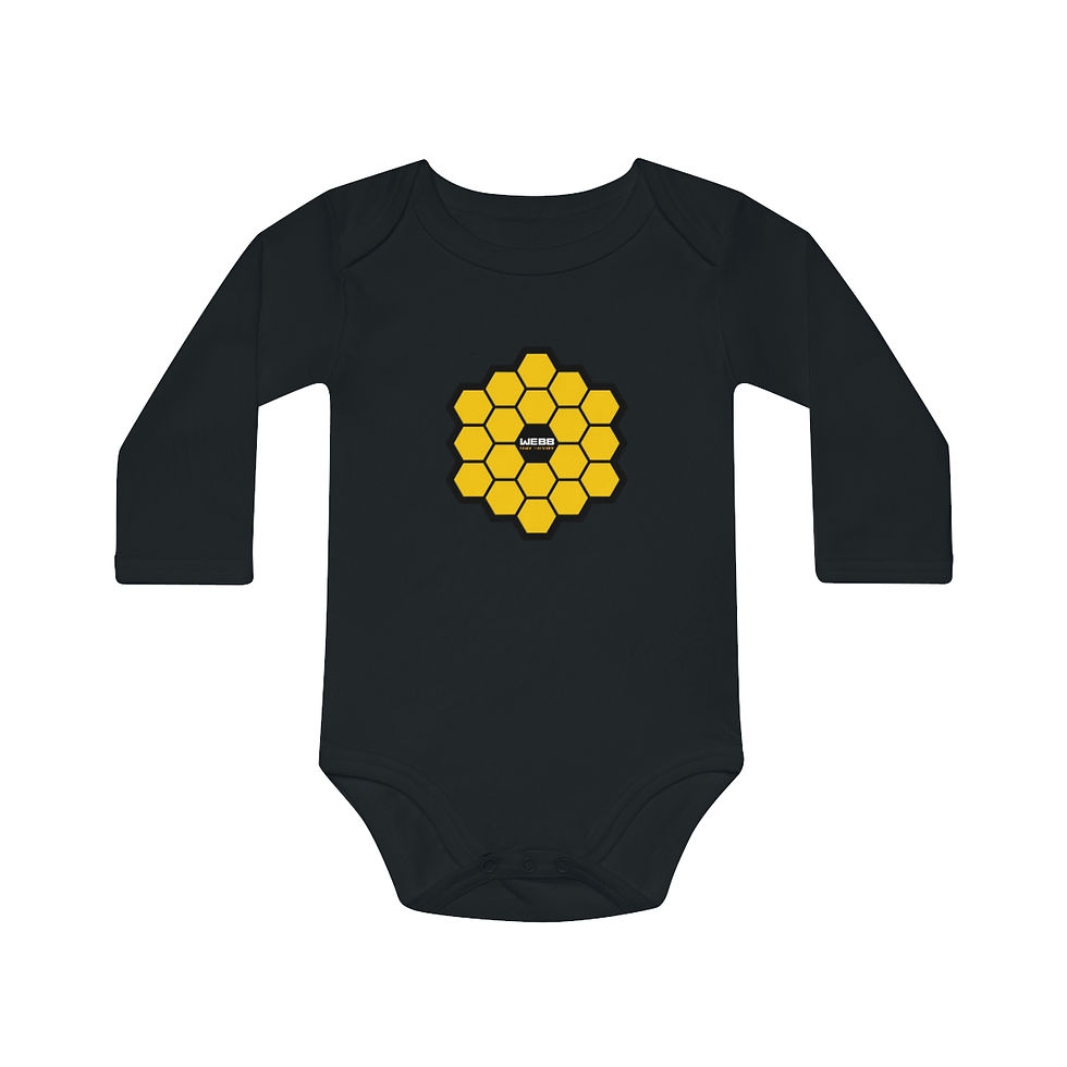 Thumbnail: Baby Long-Sleeve Organic Bodysuit - JWST Gold Honeycomb
