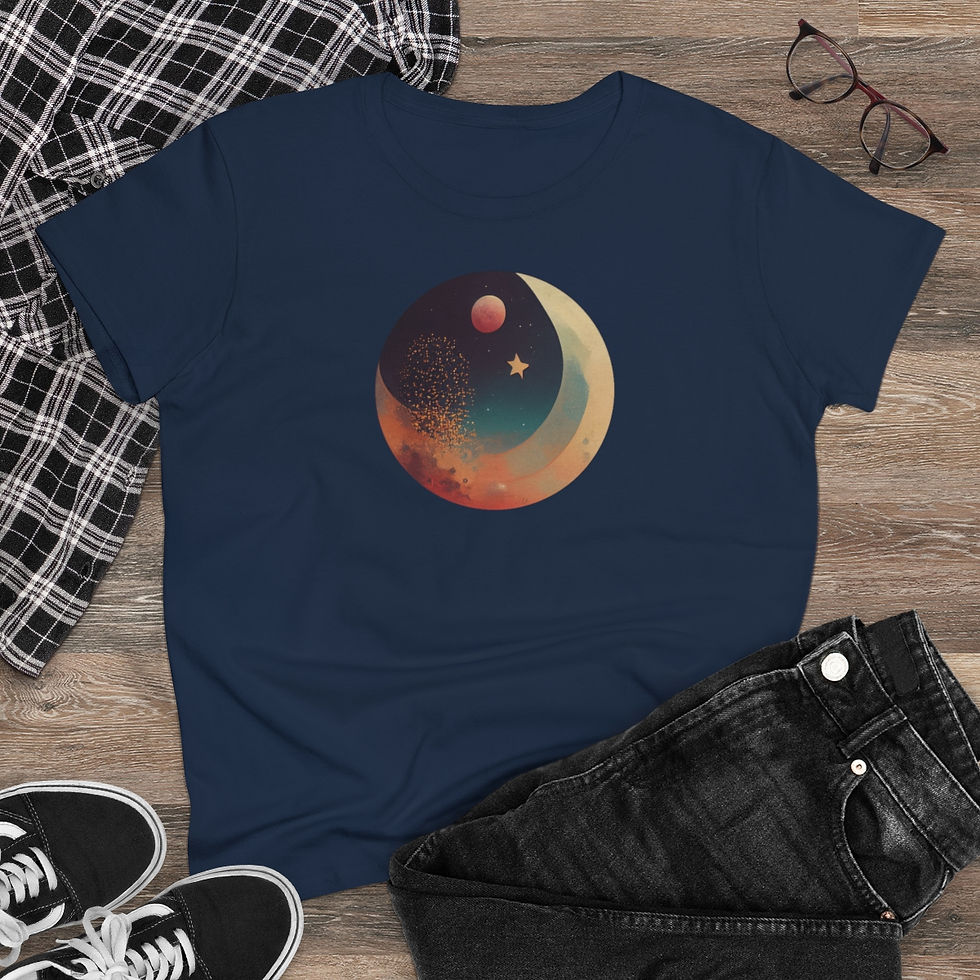 Miniature : Women's Crescent Moon Cotton T-shirt