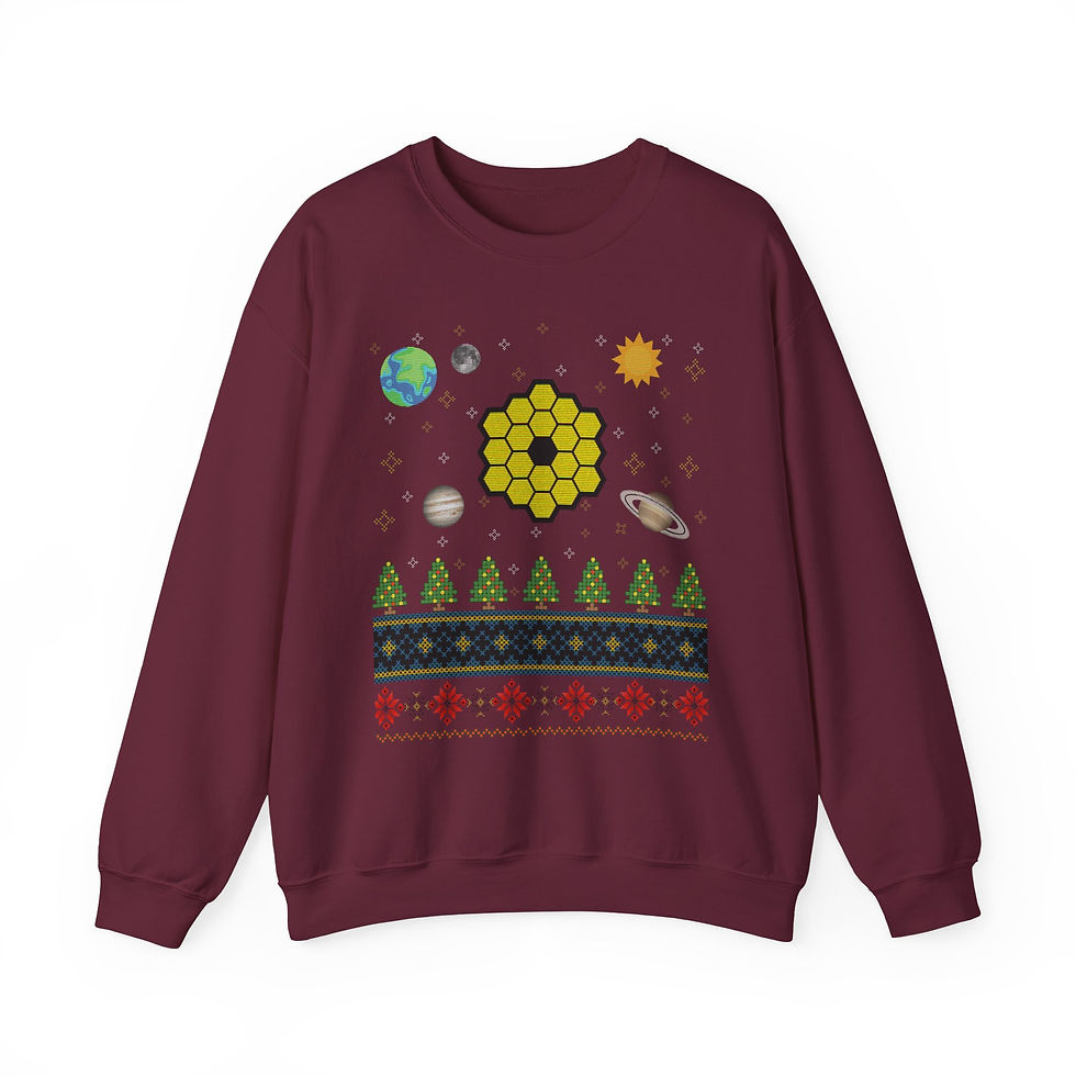 Thumbnail: JWST Ugly Christmas Sweater - James Webb Space Telescope Crewneck Sweatshirt