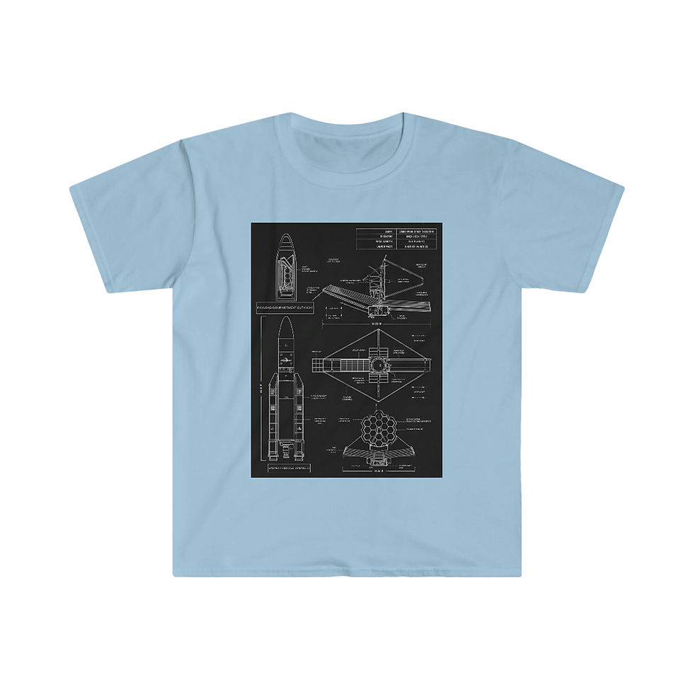 Thumbnail: Men's James Webb Space Telescope T-Shirt Soft Tee - Ariane JWST Blueprint - NASA