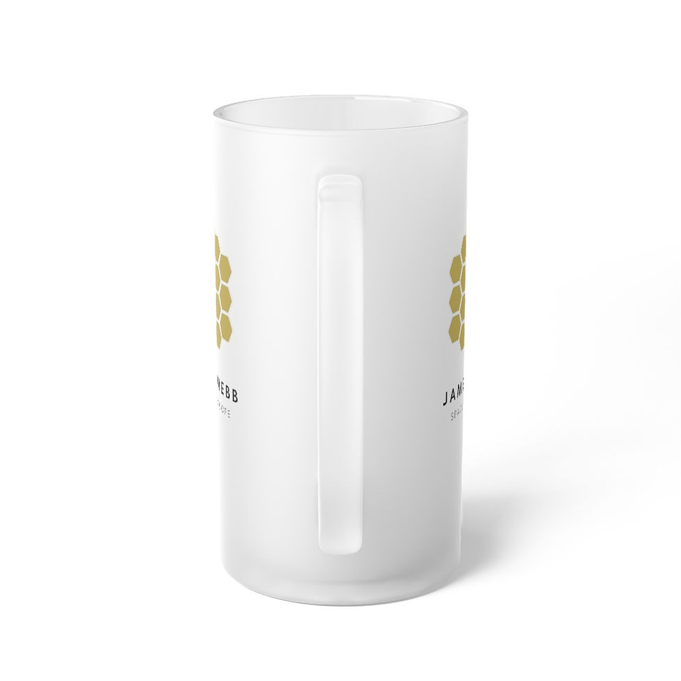 Miniature : James Webb Space Telescope Gold Honeycomb Frosted Glass Beer Mug, 16oz